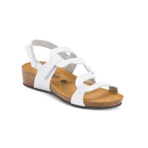 PLAKTON White Made In Spain Leather Nowcurvi Comfort Footbed Sandals